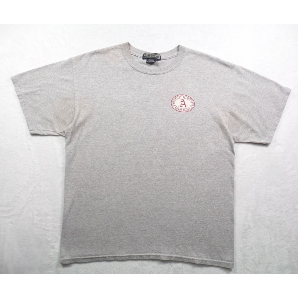 Arkansas Razorbacks Shirt Mens Size Large Gray Houndstooth Short Sleeve